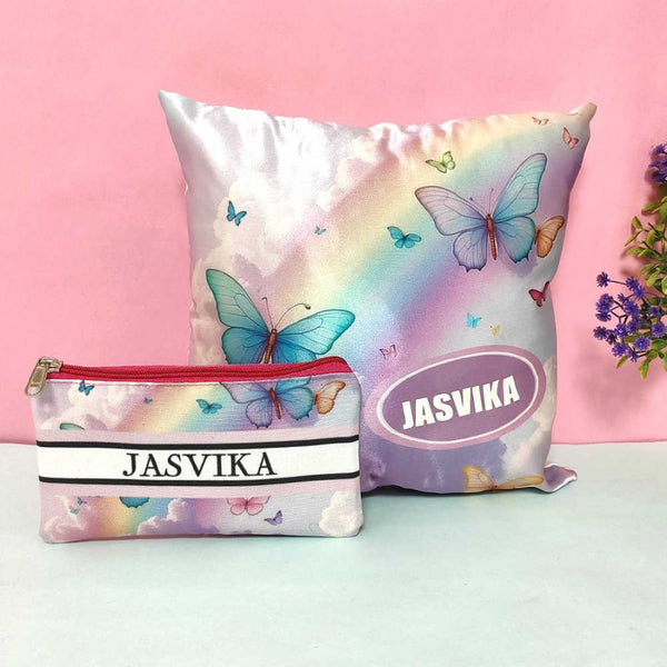 Personalized Glow In Dark Cushion with Pencil Pouch Combo for Kids